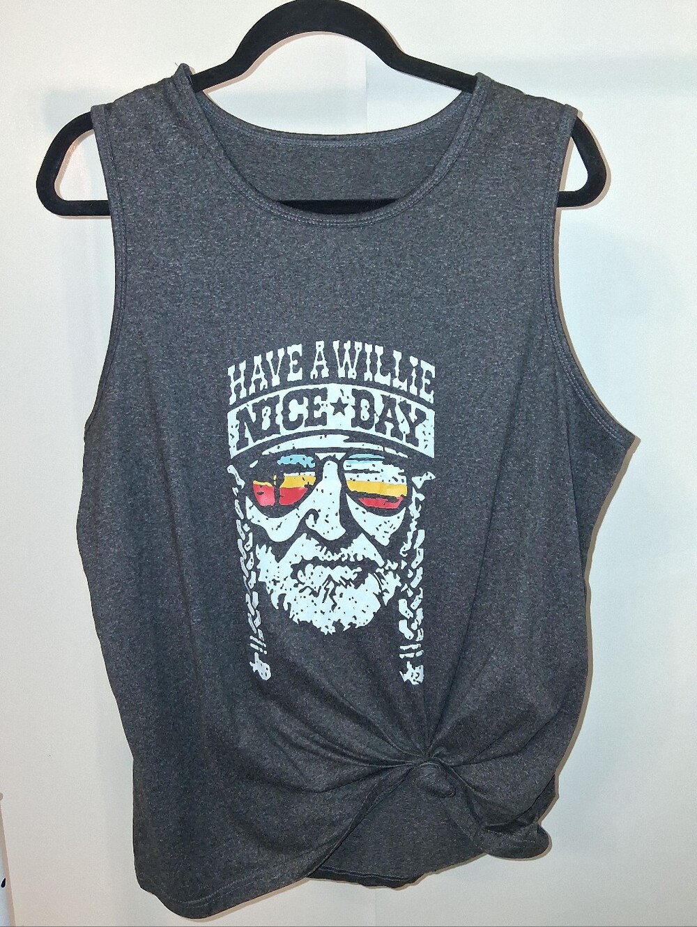 Unisex Dark Gray Graphic Muscle Tank  'Have A Willie Nice Day' Unsized/unbranded
